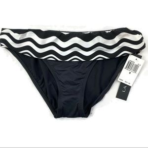 La Blanca Black & White Shirred Hipster size 8